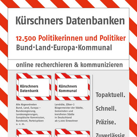 Titelseite der Info-Broschüre zu Kürschners Datenbanken