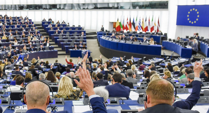 Der Plenarsaal des Europäischen Parlaments während einer Abstimmung.