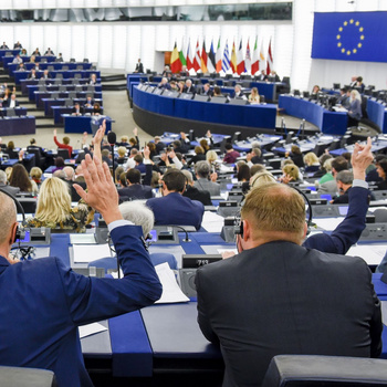 Der Plenarsaal des Europäischen Parlaments während einer Abstimmung.